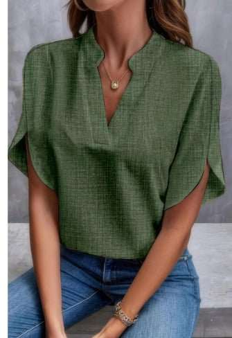 Summer Short - sleeved Chiffon Shirt New V - neck Shirt Women's Casual Versatile Clothing - AMIR BAGS INDIA PRIVATE LIMITED