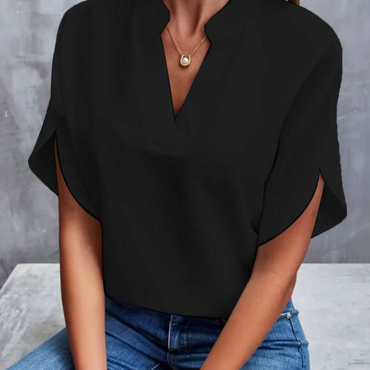 Summer Short - sleeved Chiffon Shirt New V - neck Shirt Women's Casual Versatile Clothing - AMIR BAGS INDIA PRIVATE LIMITED