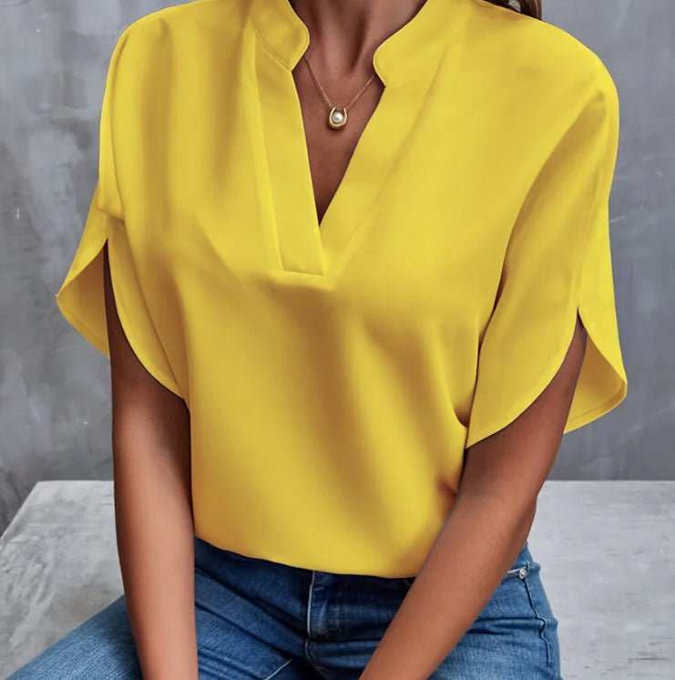 Summer Short - sleeved Chiffon Shirt New V - neck Shirt Women's Casual Versatile Clothing - AMIR BAGS INDIA PRIVATE LIMITED