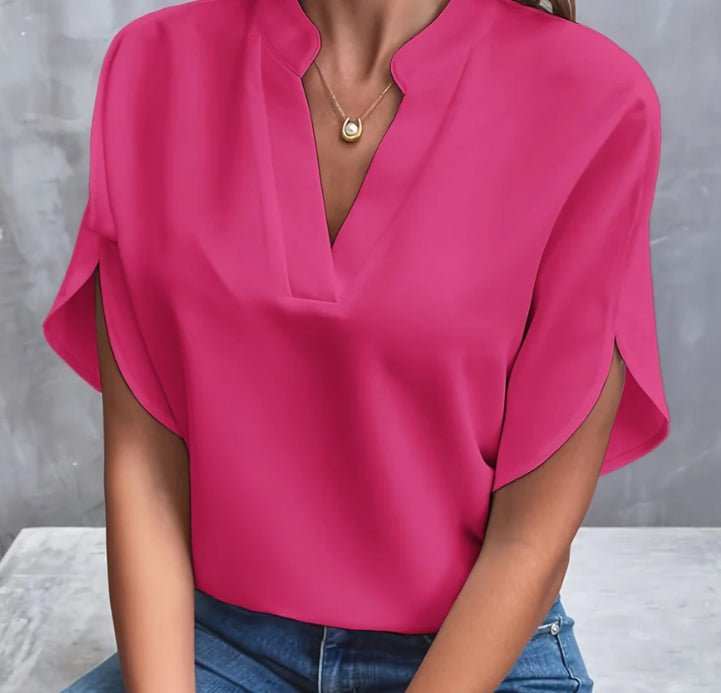 Summer Short - sleeved Chiffon Shirt New V - neck Shirt Women's Casual Versatile Clothing - AMIR BAGS INDIA PRIVATE LIMITED