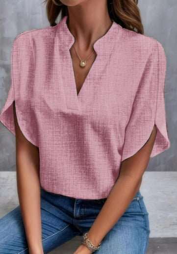Summer Short - sleeved Chiffon Shirt New V - neck Shirt Women's Casual Versatile Clothing - AMIR BAGS INDIA PRIVATE LIMITED