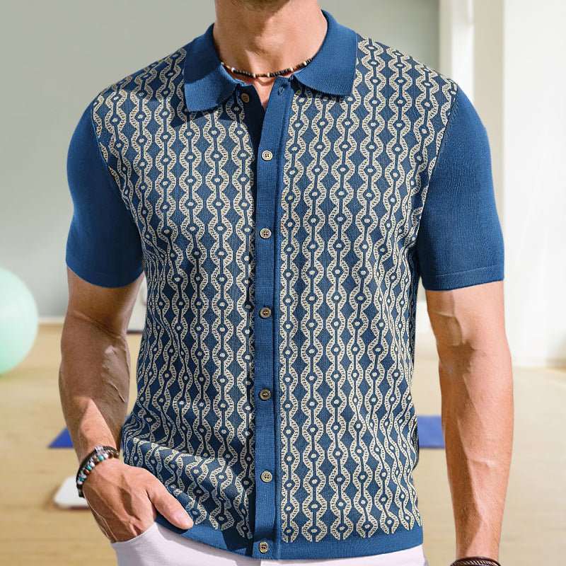 Summer Tencel Short-sleeved Sweater Lapel Jacquard Cardigan For MenProduct information:Pattern: GeometryColor: black, brown, blueDetails of clothing style: flockingSize: M,L,XL,2XL,3XLVersion: RegularThickness: ordinaryFabric name: DropshipmanAMIR BAGS INDIA PRIVATE LIMITEDnull
