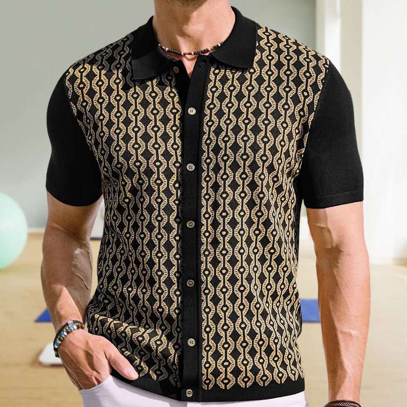 Summer Tencel Short-sleeved Sweater Lapel Jacquard Cardigan For MenProduct information:Pattern: GeometryColor: black, brown, blueDetails of clothing style: flockingSize: M,L,XL,2XL,3XLVersion: RegularThickness: ordinaryFabric name: DropshipmanAMIR BAGS INDIA PRIVATE LIMITEDnull