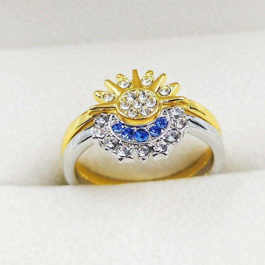 Sun And Moon Rings Couple Rhinestones Ring For Love Valentine's Day Jewelry - AMIR BAGS INDIA PRIVATE LIMITED