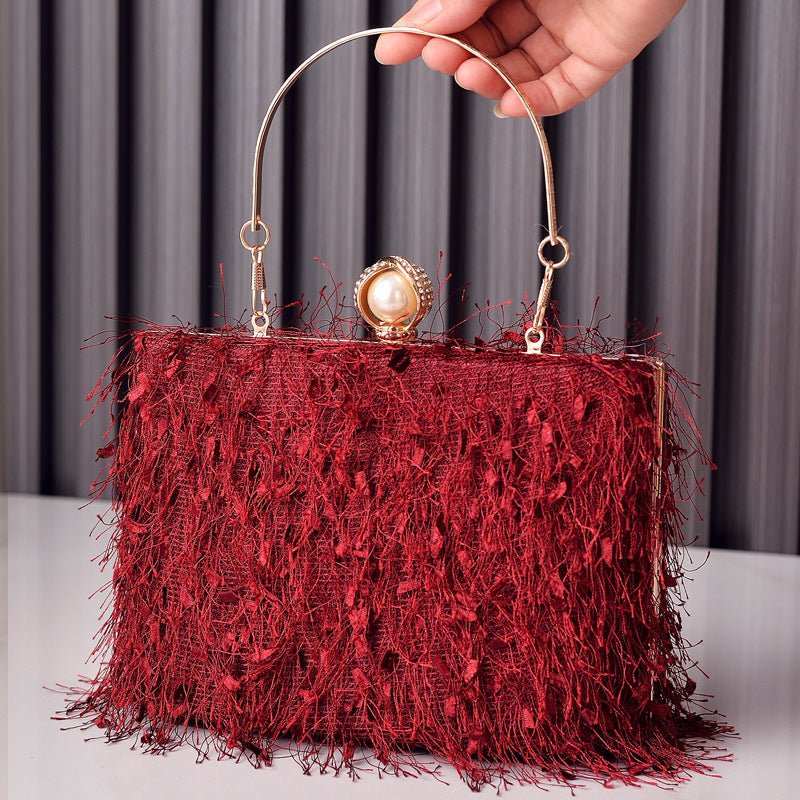 Tassel Handbags Women Dress Party Evening Bag Fashion Luxury Designer Square Bags Crossbody Shoulder Bag Ladies - AMIR BAGS INDIA PRIVATE LIMITED