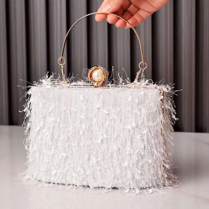 Tassel Handbags Women Dress Party Evening Bag Fashion Luxury Designer Square Bags Crossbody Shoulder Bag Ladies - AMIR BAGS INDIA PRIVATE LIMITED