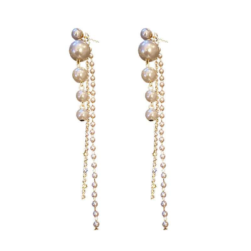 Temperament Pearl Tassel Long Earrings With 925 Silver Needle Fashion Luxury Personalized Earrings For Women - AMIR BAGS INDIA PRIVATE LIMITED