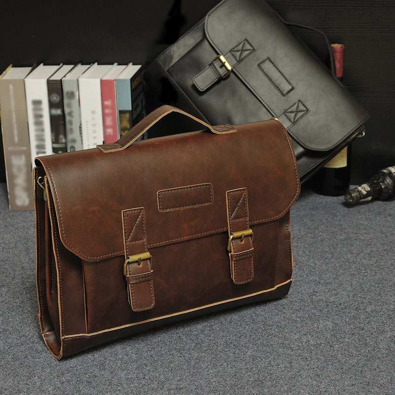 The original design of explosion models 2021 male package business package Crazy Horse Leather Handbag briefcase men's classic single shoulder bag - AMIR BAGS INDIA PRIVATE LIMITED