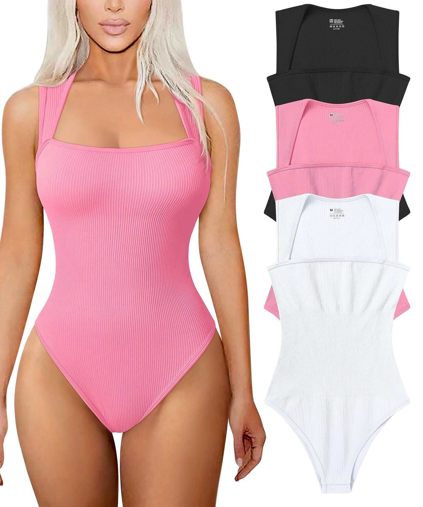 Thread Square Neck Jumpsuit Sleeveless Slim Fit Tank Top Summer Shapewear - AMIR BAGS INDIA PRIVATE LIMITED
