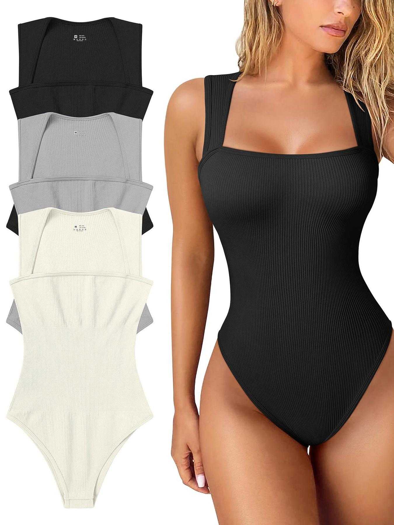 Thread Square Neck Jumpsuit Sleeveless Slim Fit Tank Top Summer Shapewear - AMIR BAGS INDIA PRIVATE LIMITED