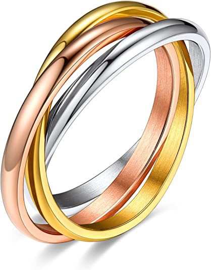 Three - ring Rotating Ring For Couple Creative Personalized Anxiety Relief Rings Women Geometric Jewelry - AMIR BAGS INDIA PRIVATE LIMITED