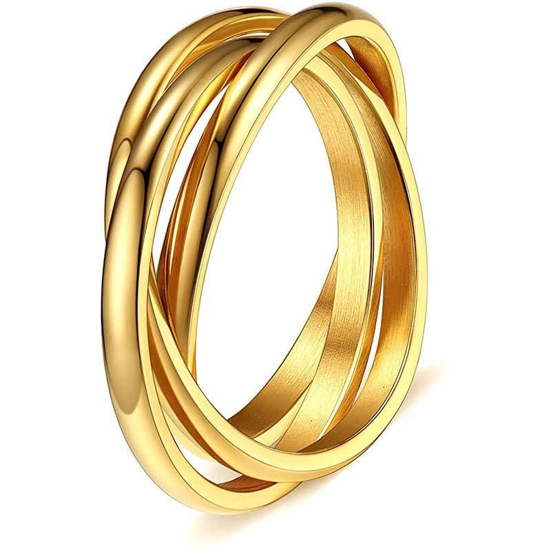 Three - ring Rotating Ring For Couple Creative Personalized Anxiety Relief Rings Women Geometric Jewelry - AMIR BAGS INDIA PRIVATE LIMITED