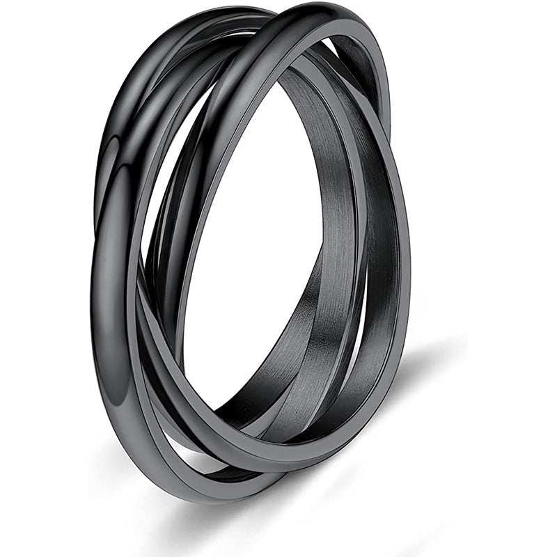 Three - ring Rotating Ring For Couple Creative Personalized Anxiety Relief Rings Women Geometric Jewelry - AMIR BAGS INDIA PRIVATE LIMITED