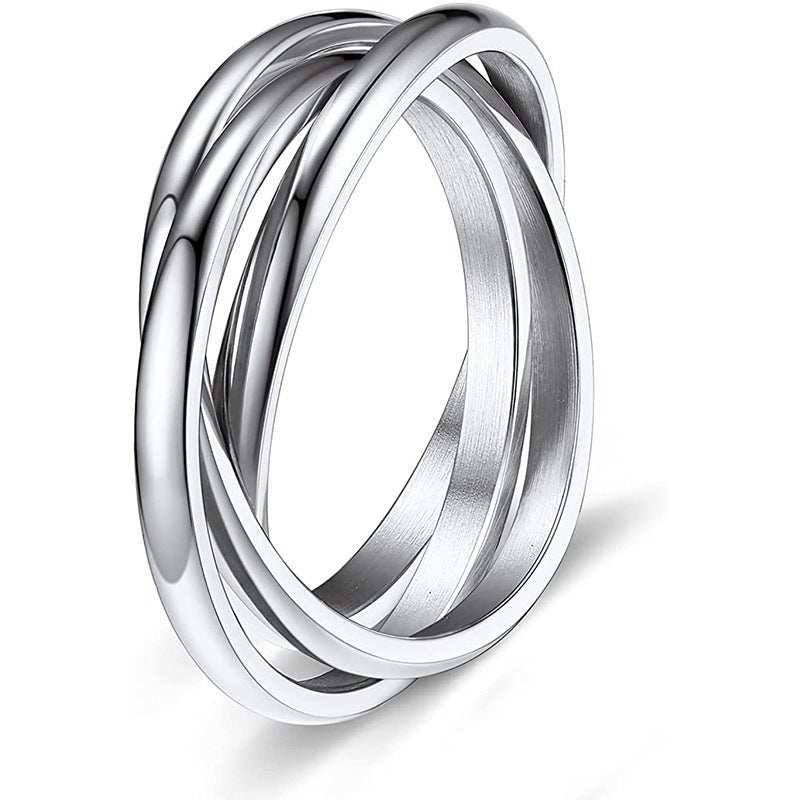 Three - ring Rotating Ring For Couple Creative Personalized Anxiety Relief Rings Women Geometric Jewelry - AMIR BAGS INDIA PRIVATE LIMITED