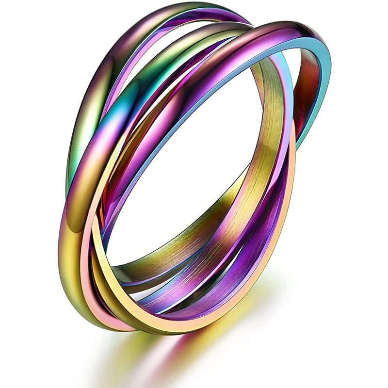 Three - ring Rotating Ring For Couple Creative Personalized Anxiety Relief Rings Women Geometric Jewelry - AMIR BAGS INDIA PRIVATE LIMITED