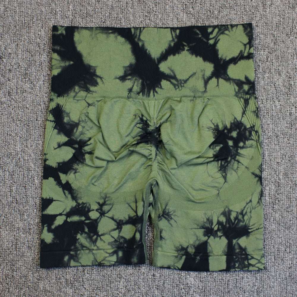 Tie - dye Printed Yoga Pants Summer Quick - drying Fitness Shorts Sexy High - waisted Hip - lifting Leggings Women Pants - AMIR BAGS INDIA PRIVATE LIMITED