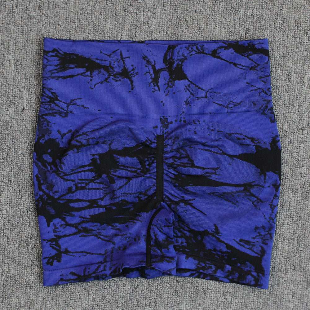Tie - dye Printed Yoga Pants Summer Quick - drying Fitness Shorts Sexy High - waisted Hip - lifting Leggings Women Pants - AMIR BAGS INDIA PRIVATE LIMITED