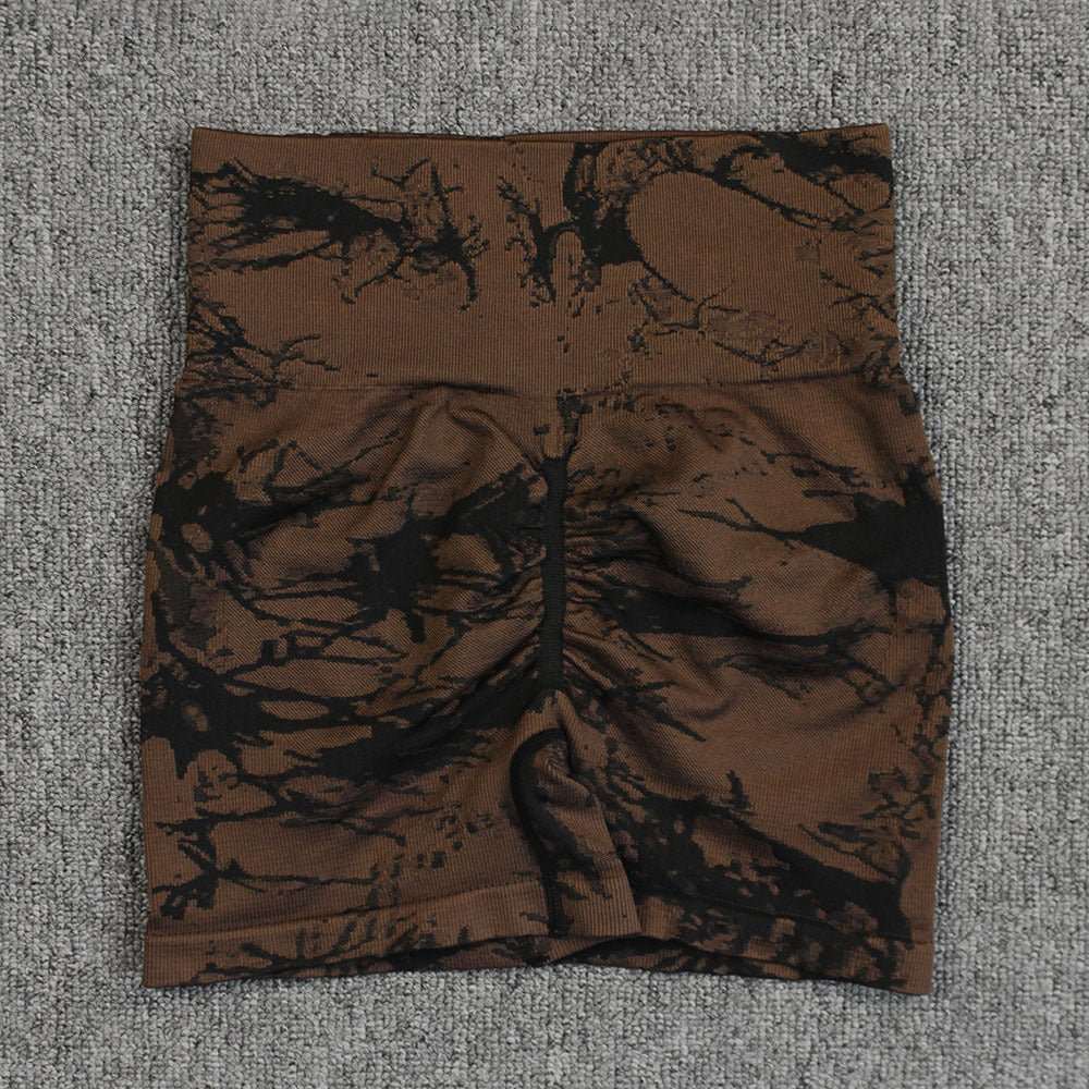 Tie - dye Printed Yoga Pants Summer Quick - drying Fitness Shorts Sexy High - waisted Hip - lifting Leggings Women Pants - AMIR BAGS INDIA PRIVATE LIMITED