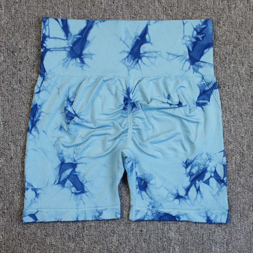 Tie - dye Printed Yoga Pants Summer Quick - drying Fitness Shorts Sexy High - waisted Hip - lifting Leggings Women Pants - AMIR BAGS INDIA PRIVATE LIMITED