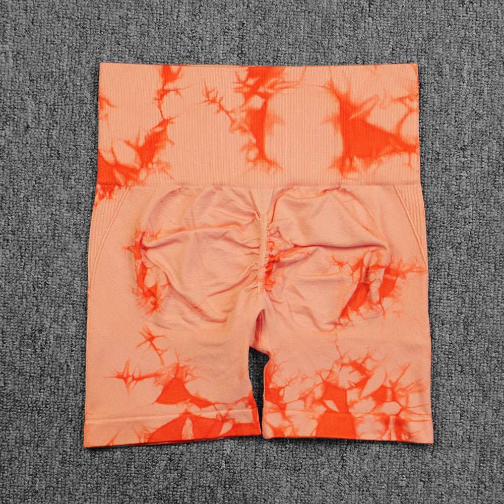 Tie - dye Printed Yoga Pants Summer Quick - drying Fitness Shorts Sexy High - waisted Hip - lifting Leggings Women Pants - AMIR BAGS INDIA PRIVATE LIMITED