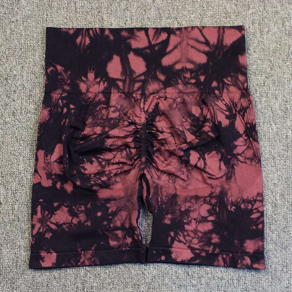 Tie - dye Printed Yoga Pants Summer Quick - drying Fitness Shorts Sexy High - waisted Hip - lifting Leggings Women Pants - AMIR BAGS INDIA PRIVATE LIMITED