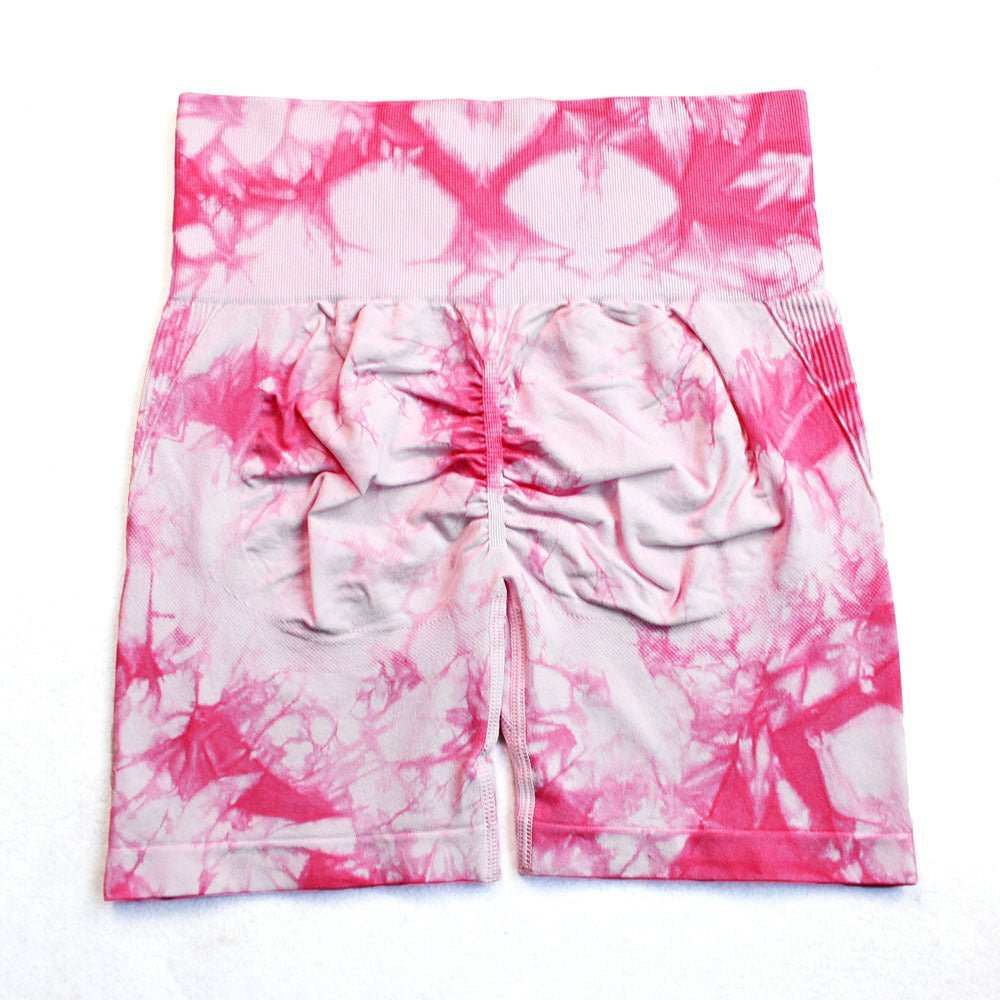Tie - dye Printed Yoga Pants Summer Quick - drying Fitness Shorts Sexy High - waisted Hip - lifting Leggings Women Pants - AMIR BAGS INDIA PRIVATE LIMITED