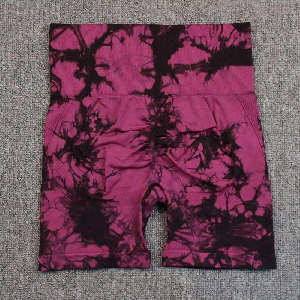 Tie - dye Printed Yoga Pants Summer Quick - drying Fitness Shorts Sexy High - waisted Hip - lifting Leggings Women Pants - AMIR BAGS INDIA PRIVATE LIMITED