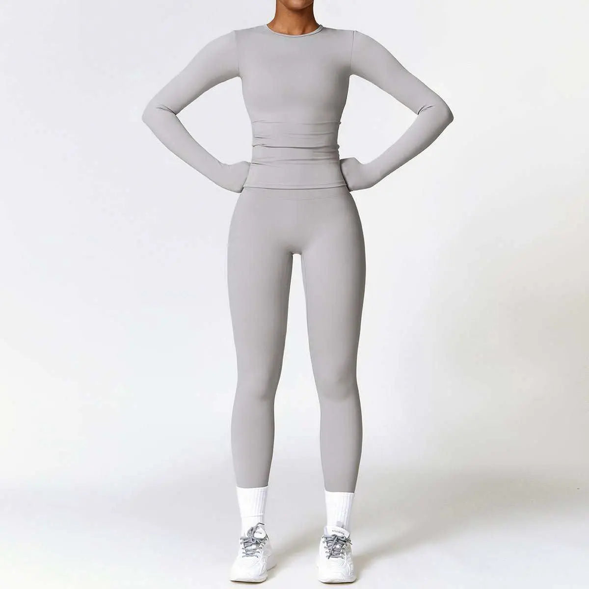 Tight - fitting Brushed Yoga Suit Quick - drying Fitness Clothes Fitness Long Sleeve Tracksuits Sports Suit Gym Top High Waist Leggings Women Sets Yoga Set - AMIR BAGS INDIA PRIVATE LIMITED