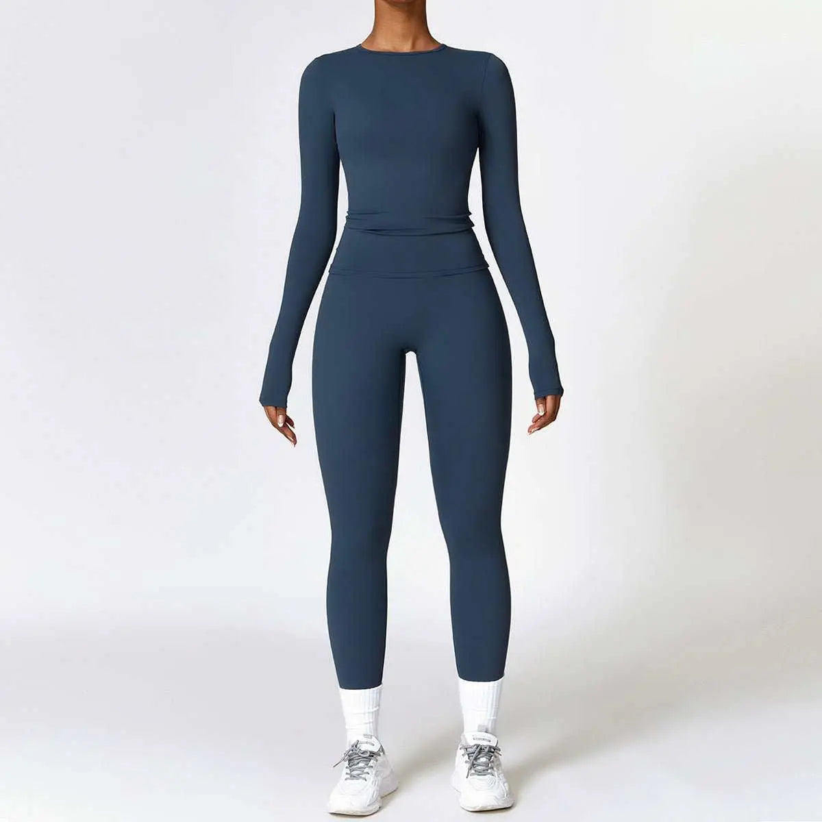 Tight - fitting Brushed Yoga Suit Quick - drying Fitness Clothes Fitness Long Sleeve Tracksuits Sports Suit Gym Top High Waist Leggings Women Sets Yoga Set - AMIR BAGS INDIA PRIVATE LIMITED