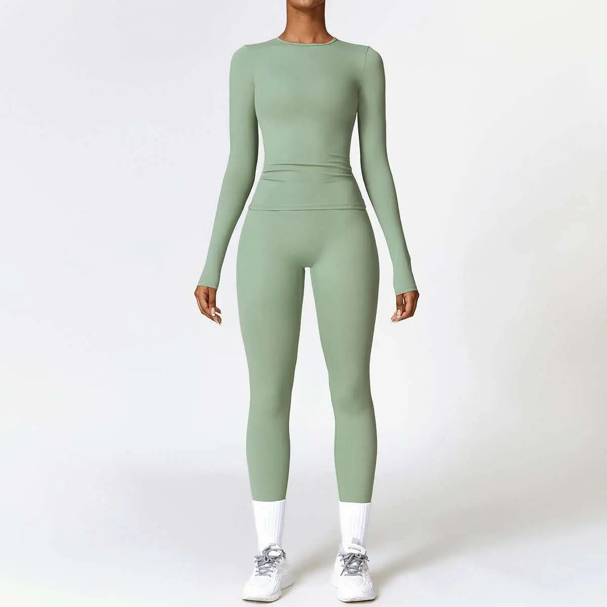 Tight - fitting Brushed Yoga Suit Quick - drying Fitness Clothes Fitness Long Sleeve Tracksuits Sports Suit Gym Top High Waist Leggings Women Sets Yoga Set - AMIR BAGS INDIA PRIVATE LIMITED