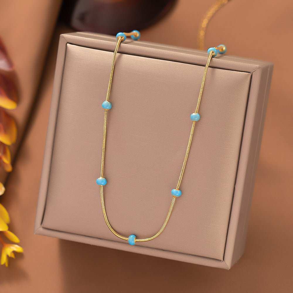 Titanium Steel Ball Drop Glaze Necklace For Women With A Colorless And Advanced Sense, Simple And Versatile Collar Chain Accessories - AMIR BAGS INDIA PRIVATE LIMITED