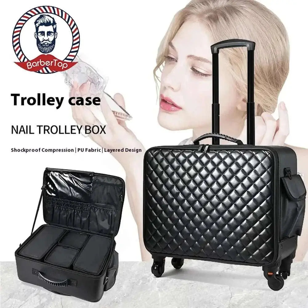 Travel Makeup Artist Bag Luggage Cosmetic Brush Storage with Wheels Beauty Tool Organizer Rolling Suitcase for Artists - AMIR BAGS INDIA PRIVATE LIMITED