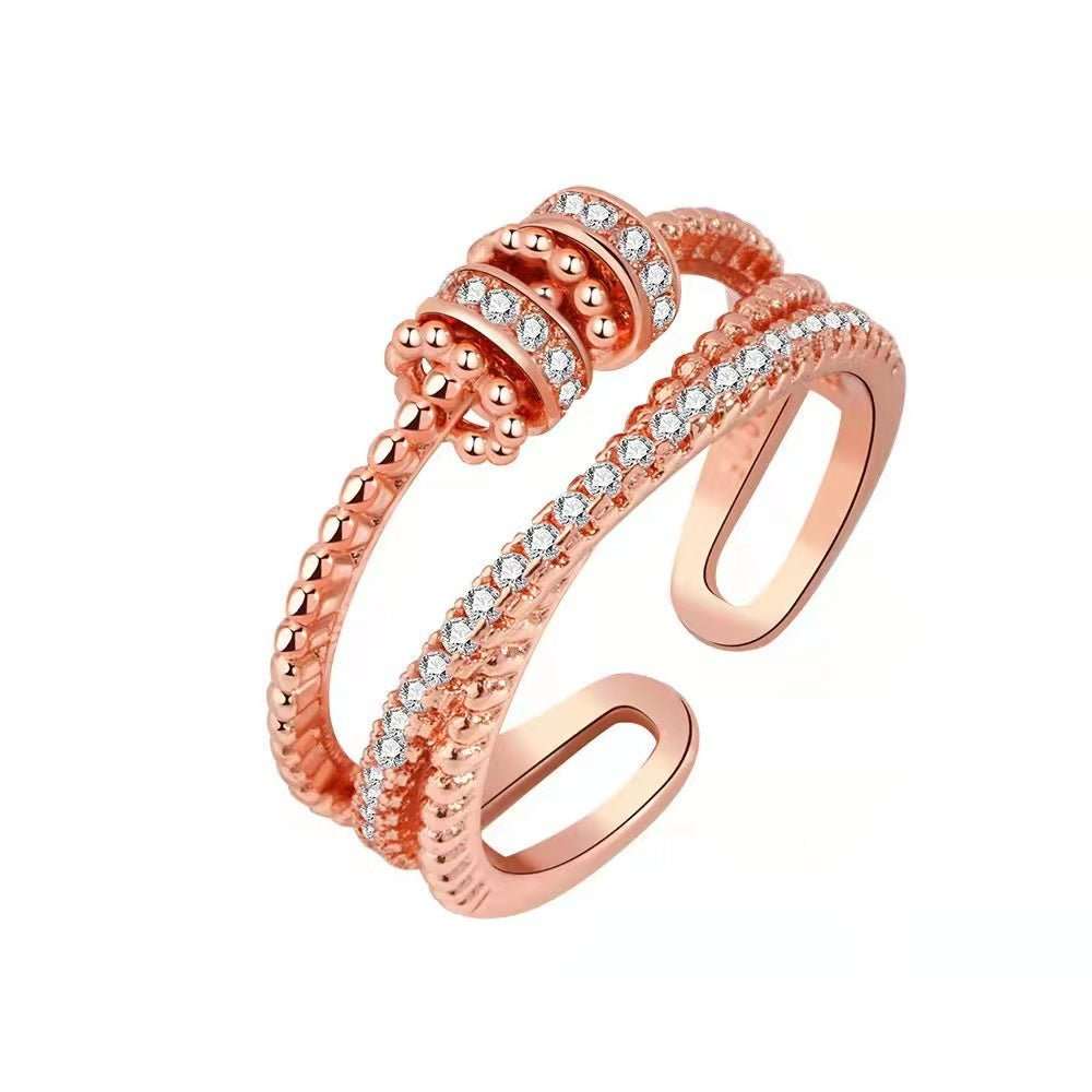 Turnable Anxiety Rings With Bead Relieve Stress Rings For Women Men Jewelry - AMIR BAGS INDIA PRIVATE LIMITED