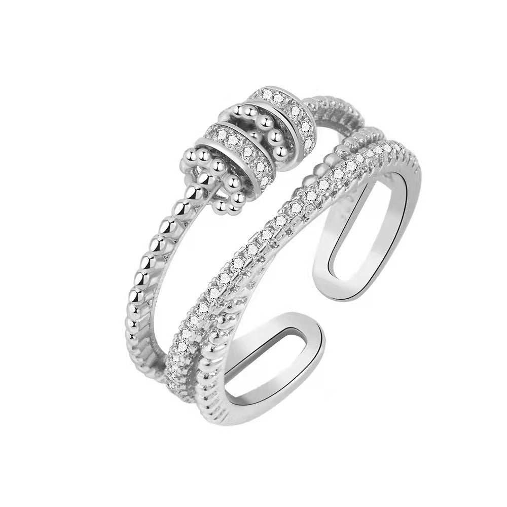 Turnable Anxiety Rings With Bead Relieve Stress Rings For Women Men Jewelry - AMIR BAGS INDIA PRIVATE LIMITED