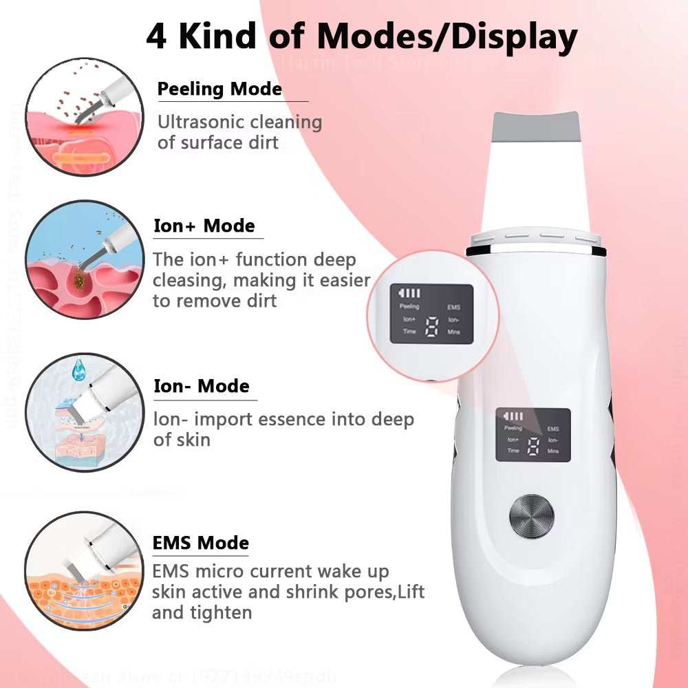Ultrasonic Face Scrubber Facial Peeling Skin Scrubber Deep Facial Cleaning Spatula Acne Pore Ultrasonic Scrubber Facial Cleanser - AMIR BAGS INDIA PRIVATE LIMITED
