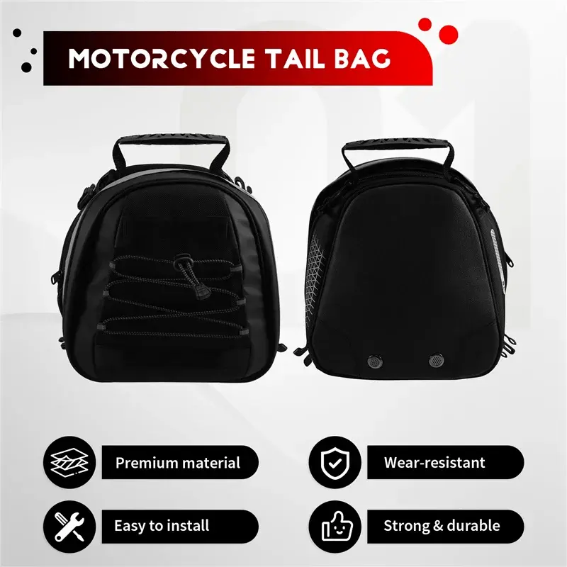 Universal Motorcycle Tail Bag Expandable 8 - 10L Universal Rear Luggage Storage Bag With Shoulder Straps And Rain Cover - AMIR BAGS INDIA PRIVATE LIMITED