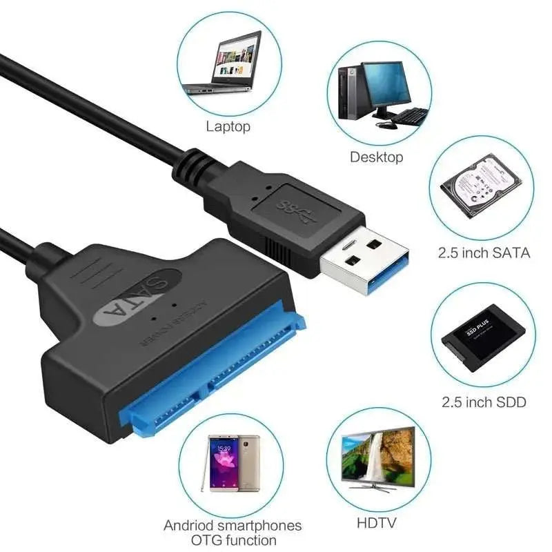 USB 3.0 TO SATA 2.5 Inch SSD HDD Hard Drive Adapter For Laptop Desktop Computer Sata to USB Hard Drive Expansion Adapter - AMIR BAGS INDIA PRIVATE LIMITED