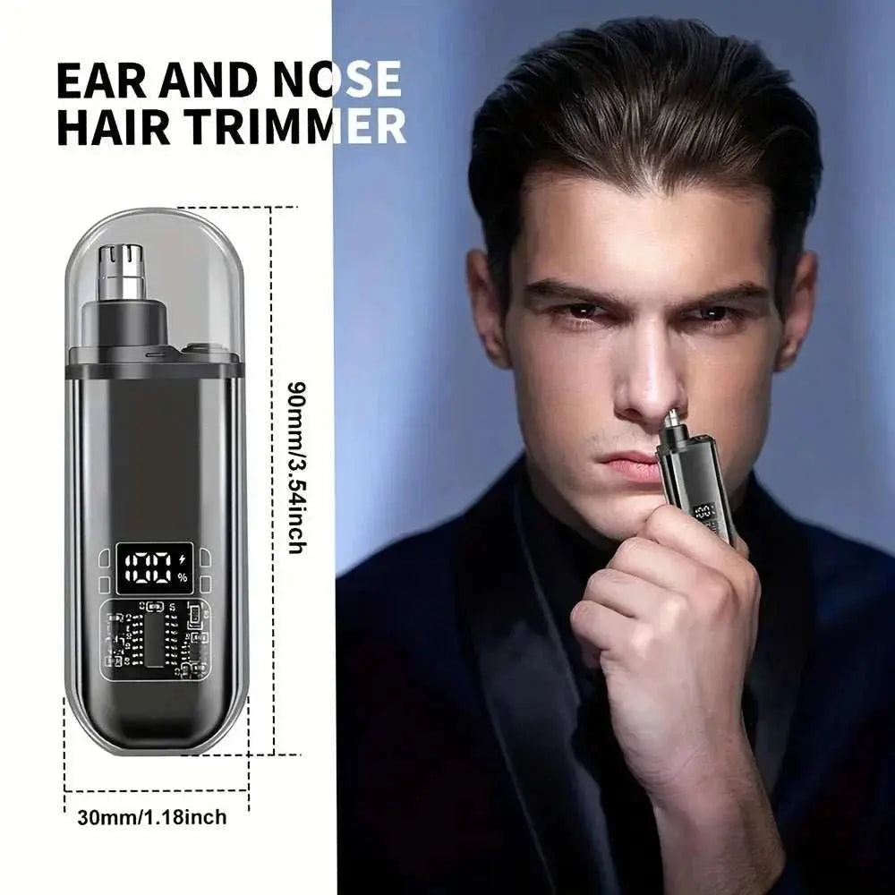 USB Rechargeable Nose & Ear Hair Trimmer for Men, Portable Mini Compact Design with Fast Charge, Electric Grooming Kit - AMIR BAGS INDIA PRIVATE LIMITED