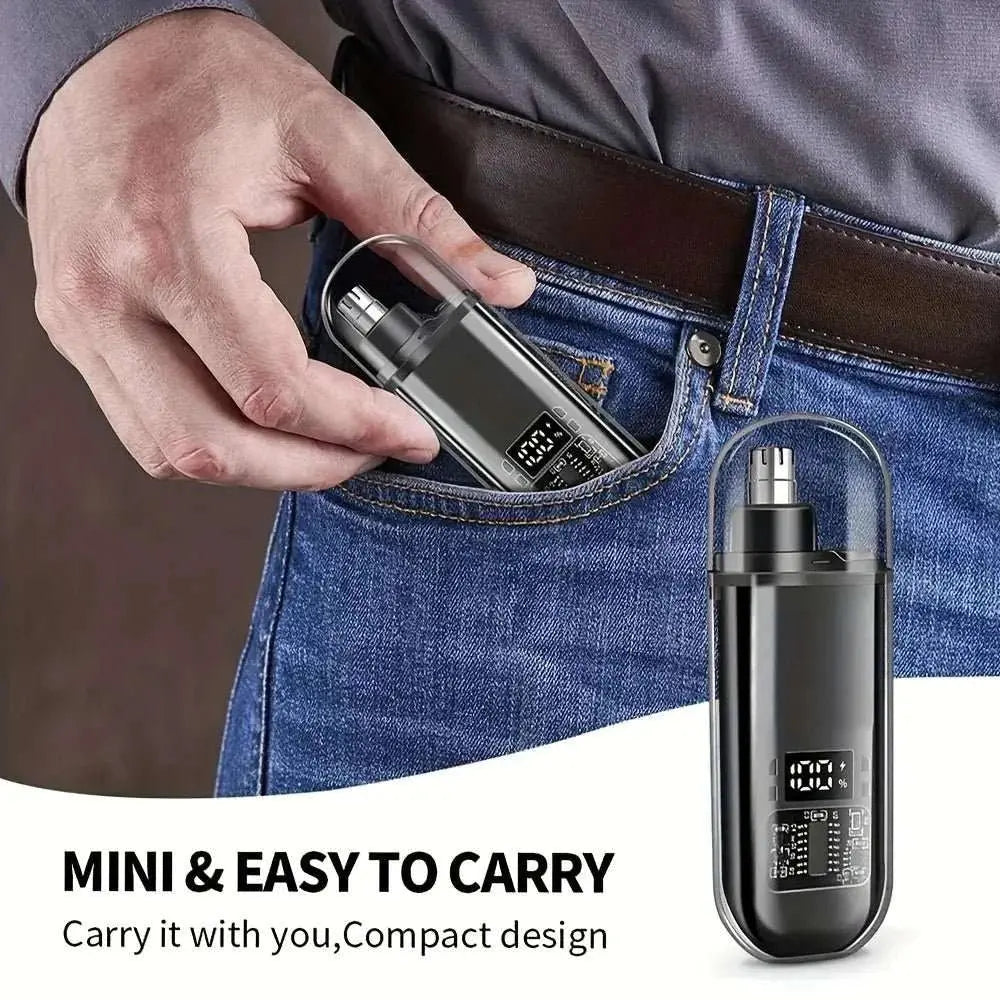 USB Rechargeable Nose & Ear Hair Trimmer for Men, Portable Mini Compact Design with Fast Charge, Electric Grooming Kit - AMIR BAGS INDIA PRIVATE LIMITED