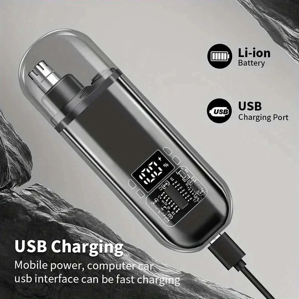USB Rechargeable Nose & Ear Hair Trimmer for Men, Portable Mini Compact Design with Fast Charge, Electric Grooming Kit - AMIR BAGS INDIA PRIVATE LIMITED