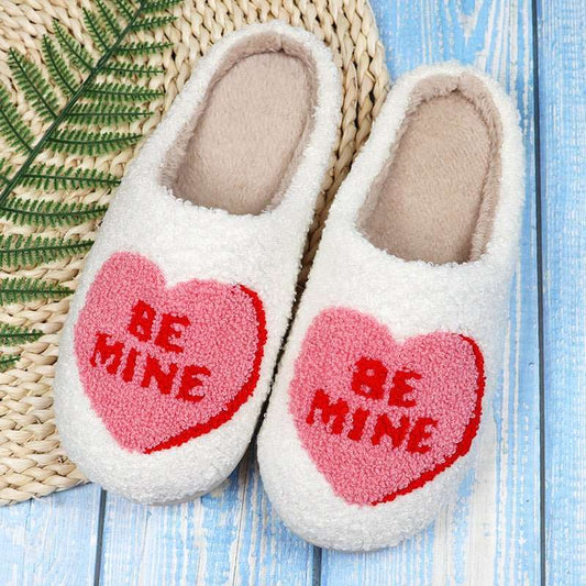 Valentine's Day Love Heart Cotton Slippers Spring AutumnWomen Indoor Slippers Man Cotton Non - Slip Soft Warm Slides Home Shoes Couple Female Simple Plush Slipper - AMIR BAGS INDIA PRIVATE LIMITED