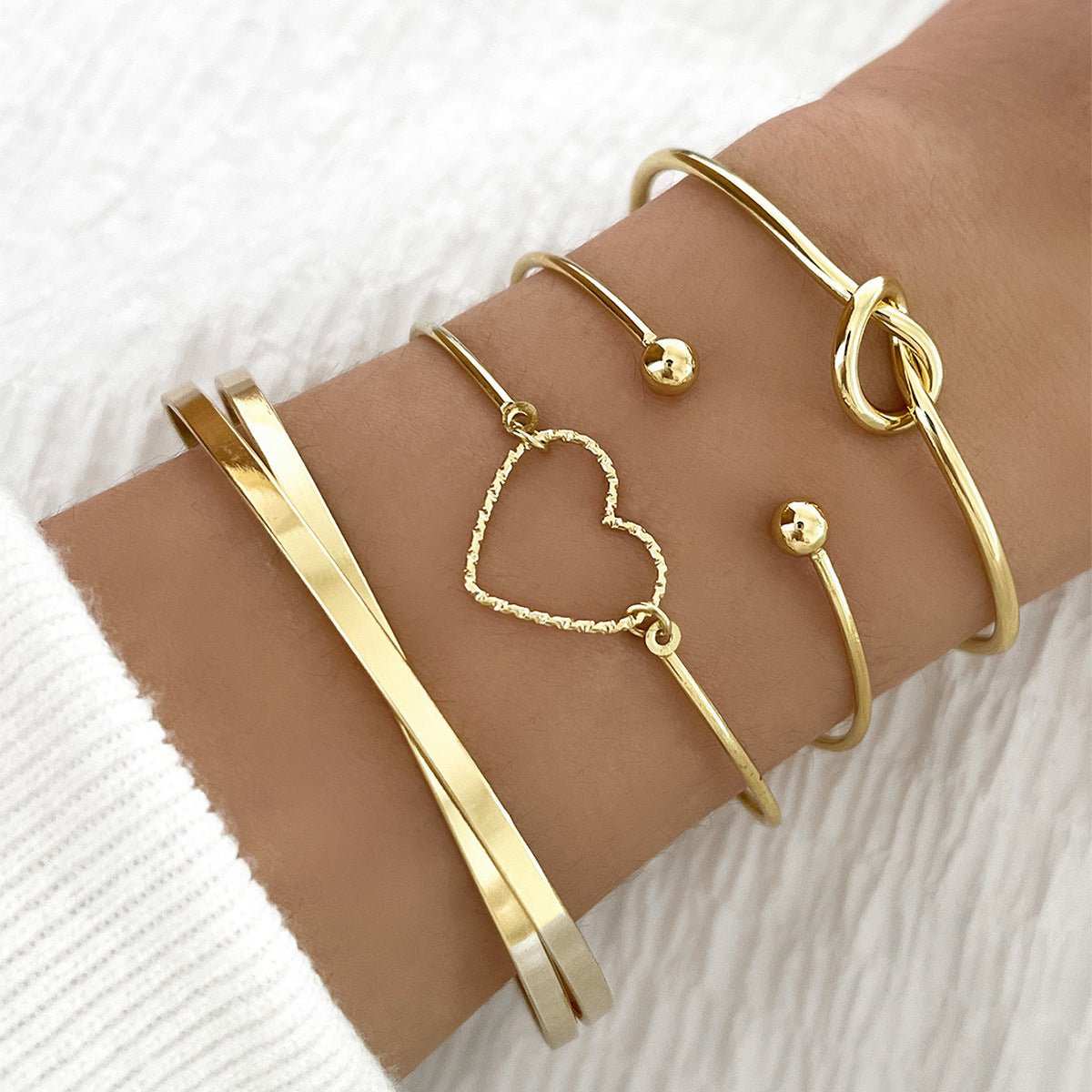 Vintage Gold Crystal Heart Letter Love Bangle Bracelet For Women Fashion Multi - layer Geometric Charm Bracelets Jewelry Gifts - AMIR BAGS INDIA PRIVATE LIMITED
