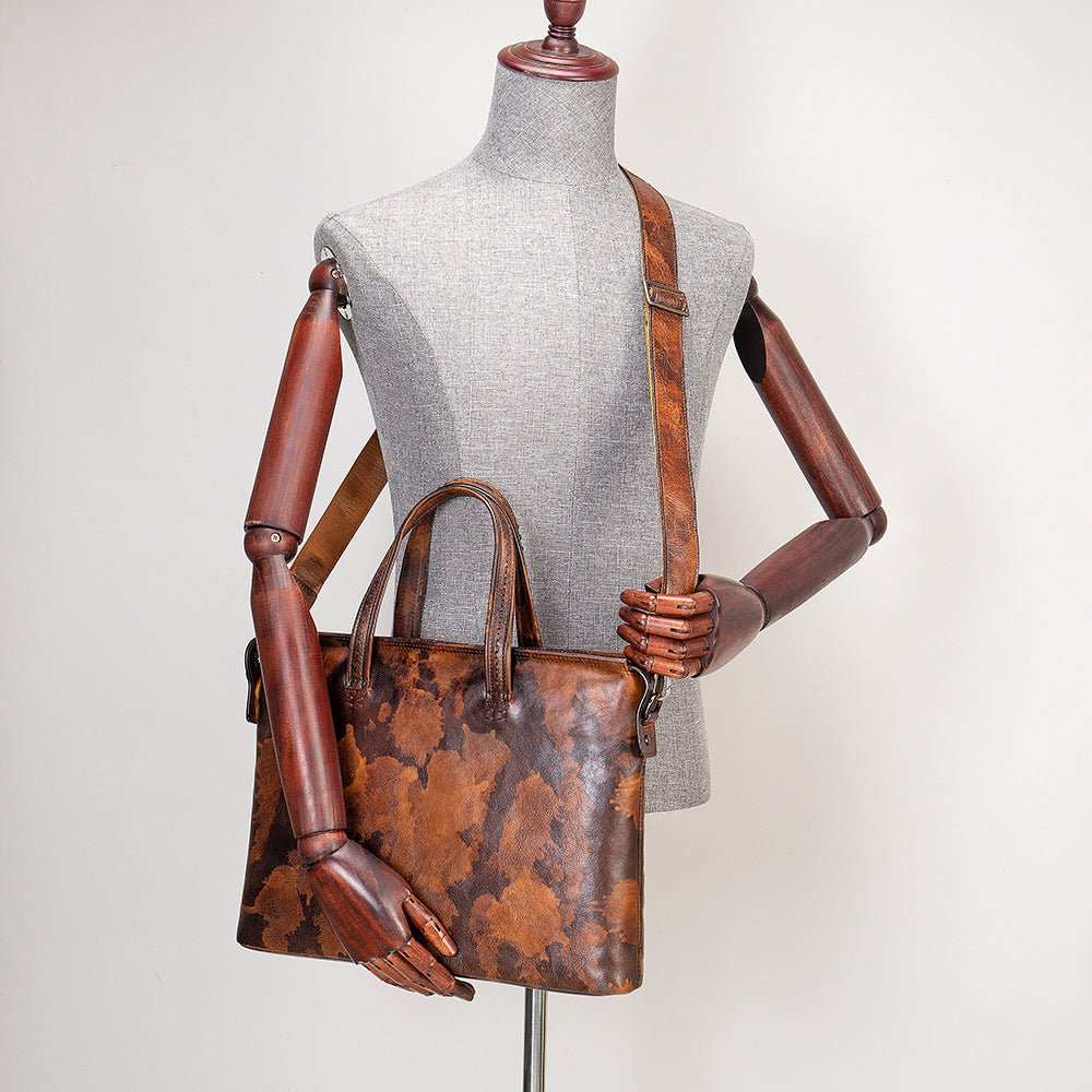 Vintage Men's Leather Briefcase Fashionable Business 14 Inch Computer Handbag - AMIR BAGS INDIA PRIVATE LIMITED