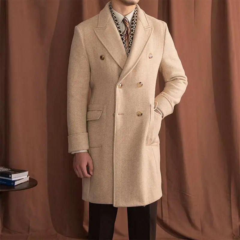 Vintage Men's Wool Herringbone Polo CoatProduct Details:Collar type: suit collarColor category: Gray KhakiFront flap: double breastedLength: Medium lengthMaterial composition: Wool 70% polyester 30%Size inDropshipmanAMIR BAGS INDIA PRIVATE LIMITEDnull
