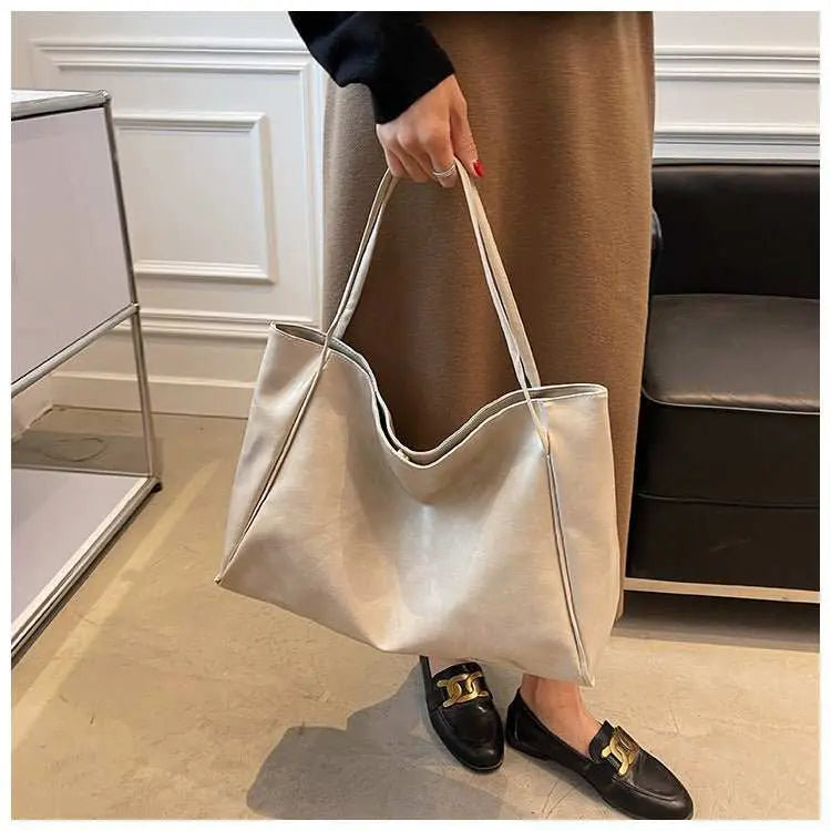 Vintage Women's Tote Bag Athletic Casual Fashion Large Capacity Leather Shoulder Bag Shopper Harajuku Simple Handbag - AMIR BAGS INDIA PRIVATE LIMITED