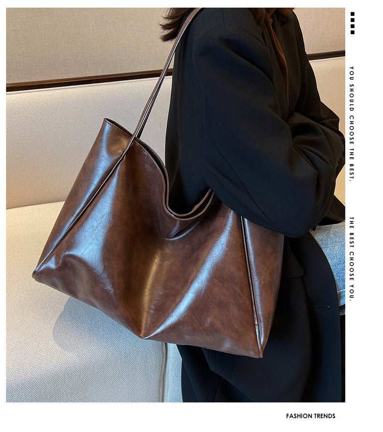 Vintage Women's Tote Bag Athletic Casual Fashion Large Capacity Leather Shoulder Bag Shopper Harajuku Simple Handbag - AMIR BAGS INDIA PRIVATE LIMITED
