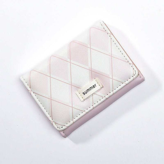 Wallet Women's Short Plaid Small Fresh Folding - AMIR BAGS INDIA PRIVATE LIMITED