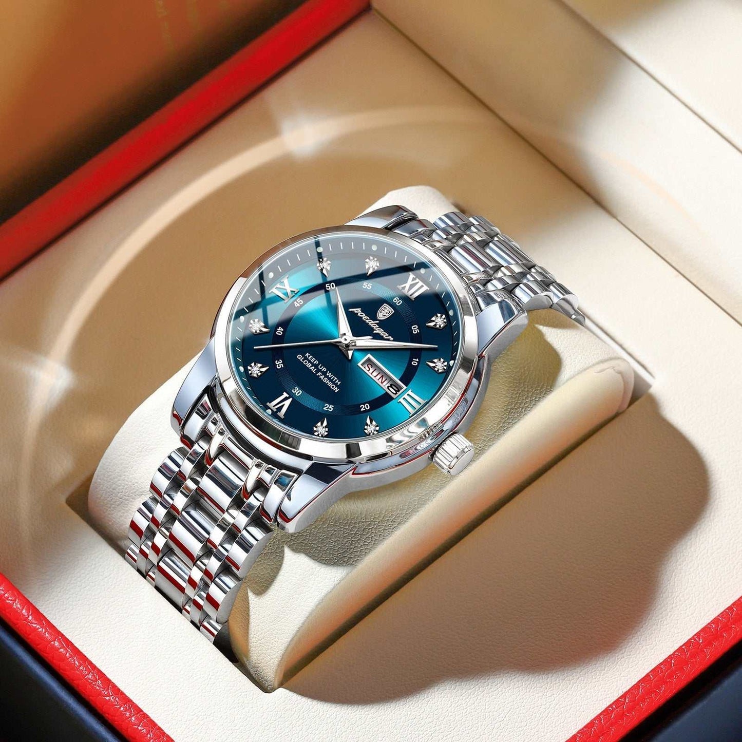 Waterproof Men's Double Calendar Luminous Quartz Watch - AMIR BAGS INDIA PRIVATE LIMITED