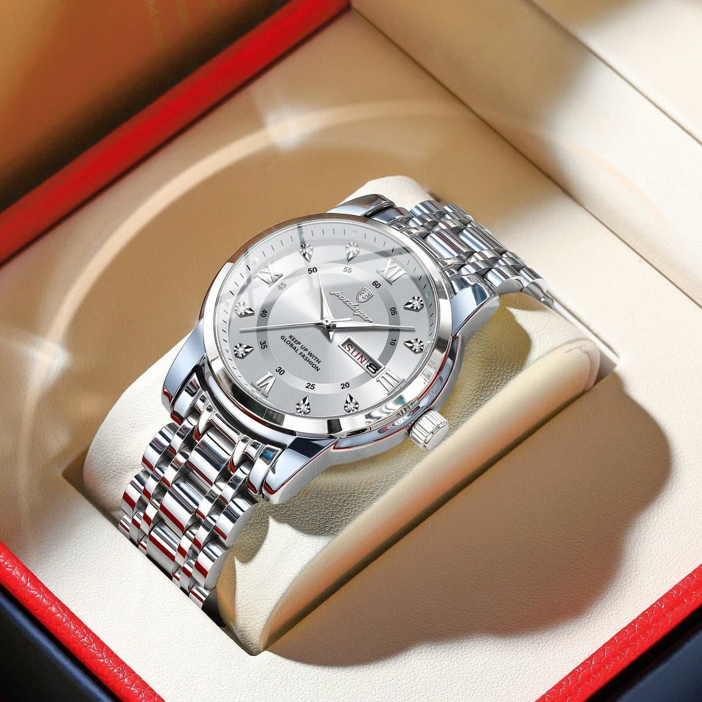 Waterproof Men's Double Calendar Luminous Quartz Watch - AMIR BAGS INDIA PRIVATE LIMITED