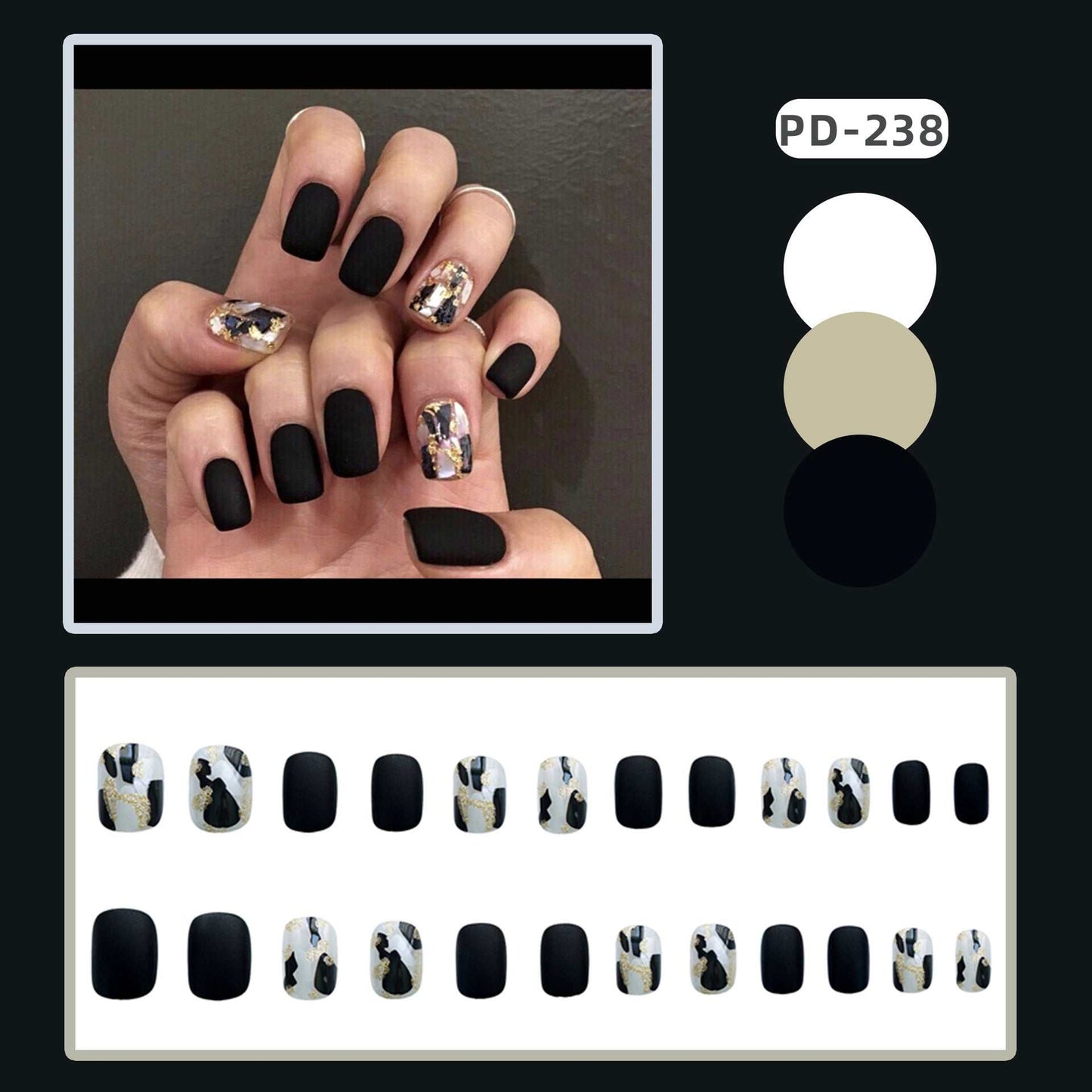 Wearing Black Frosted Shell Fake Nails - AMIR BAGS INDIA PRIVATE LIMITED